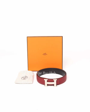 Hermes Maroon/Black Leather Reversible Constance Buckle Belt 32MM Size 85