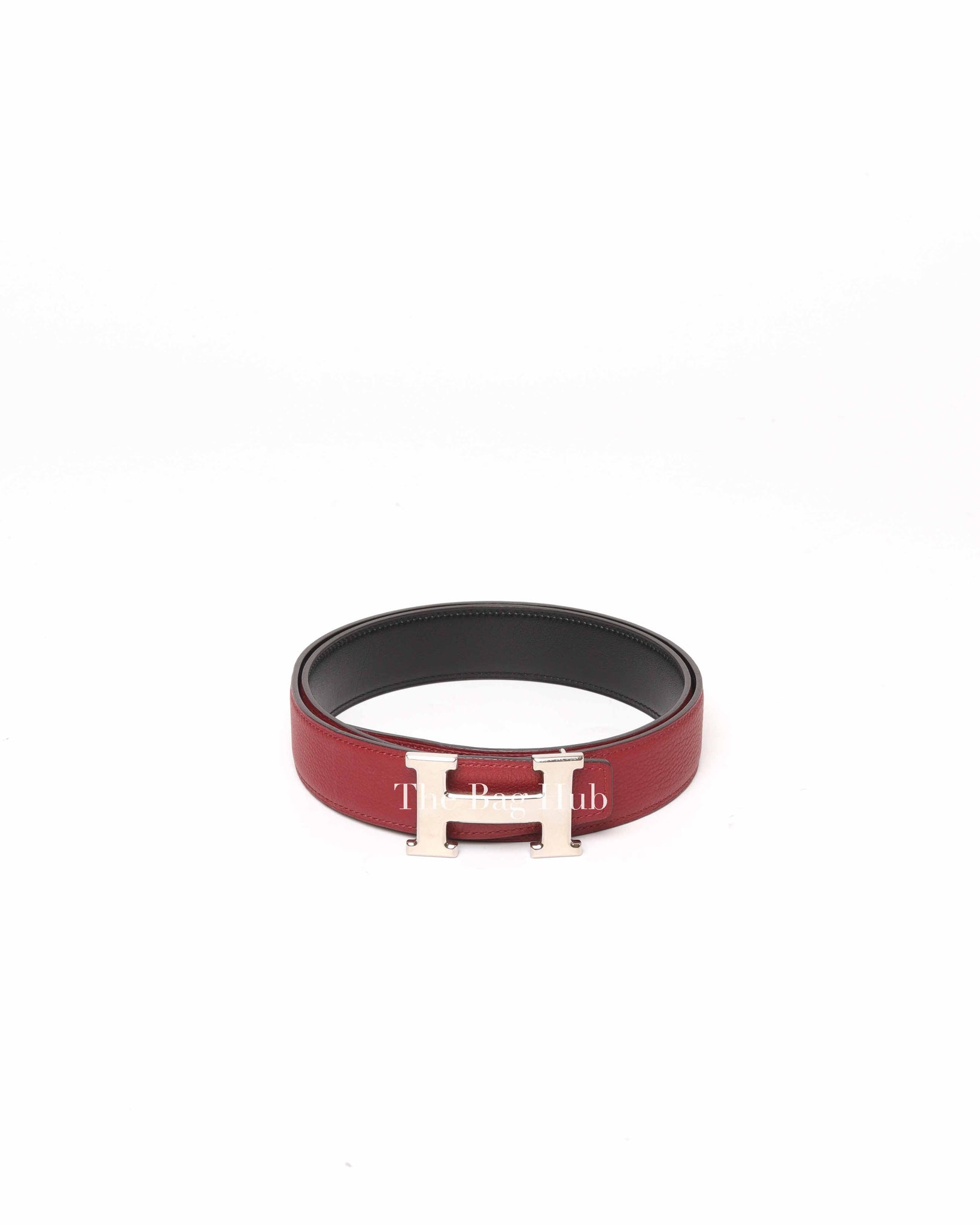 Hermes Maroon/Black Leather Reversible Constance Buckle Belt 32MM Size 85