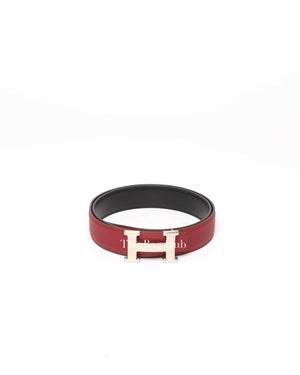 Hermes Maroon/Black Leather Reversible Constance Buckle Belt 32MM Size 85
