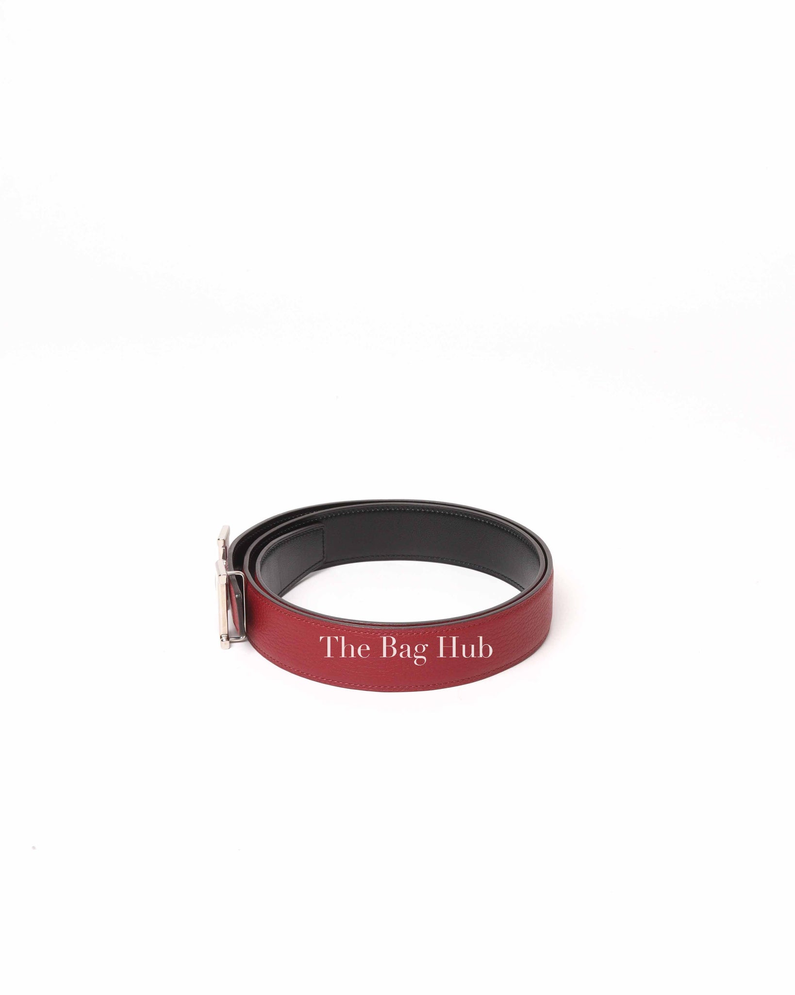 Hermes Maroon/Black Leather Reversible Constance Buckle Belt 32MM Size 85