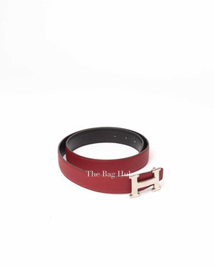 Hermes Maroon/Black Leather Reversible Constance Buckle Belt 32MM Size 85