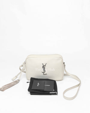 Saint Laurent White Leather Monogram Small Camera Bag