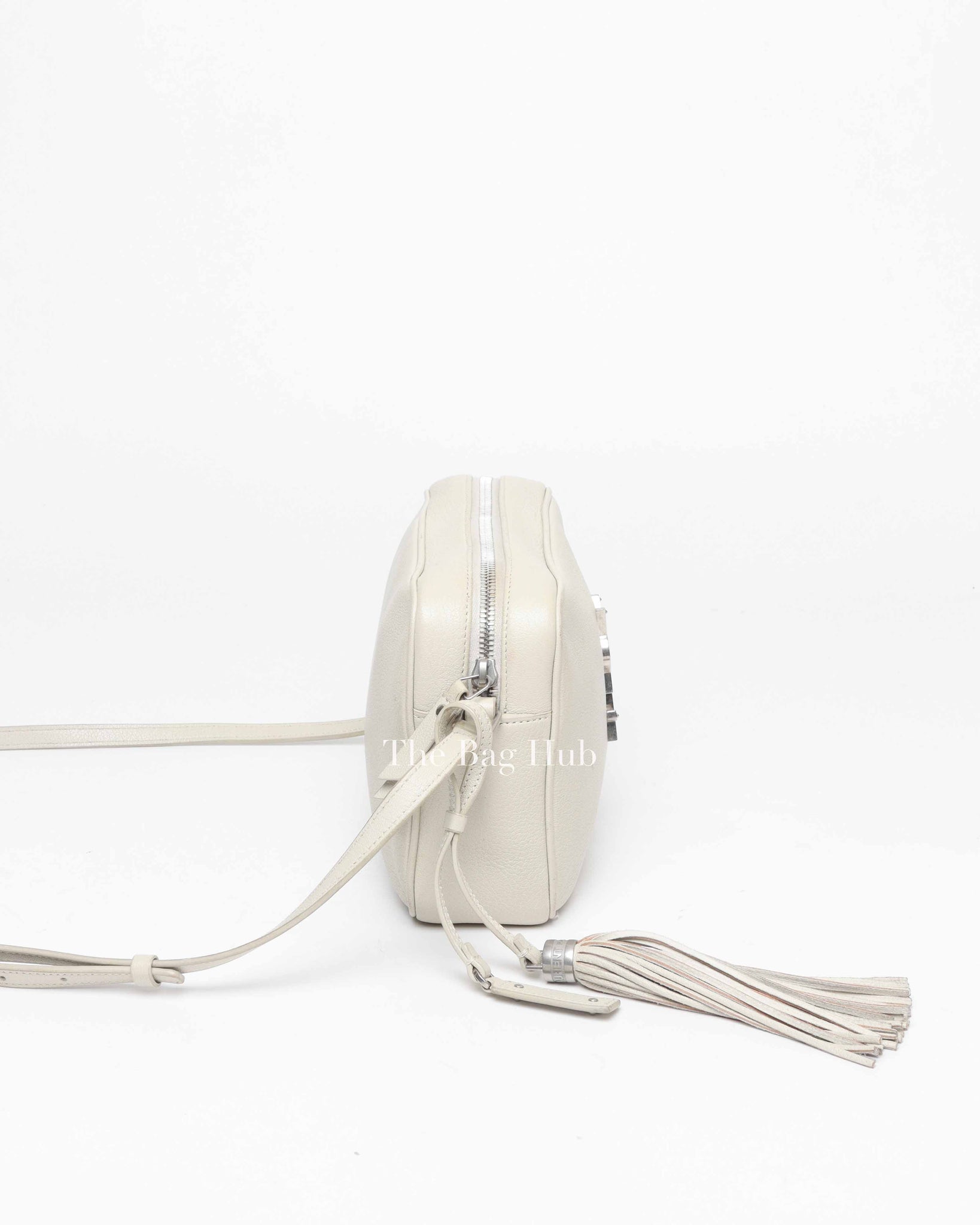 Saint Laurent White Leather Monogram Small Camera Bag