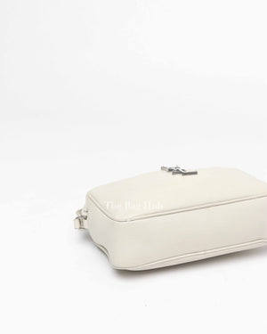 Saint Laurent White Leather Monogram Small Camera Bag
