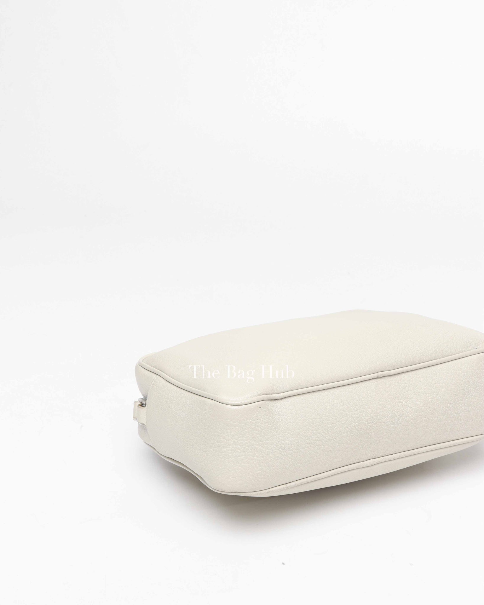 Saint Laurent White Leather Monogram Small Camera Bag