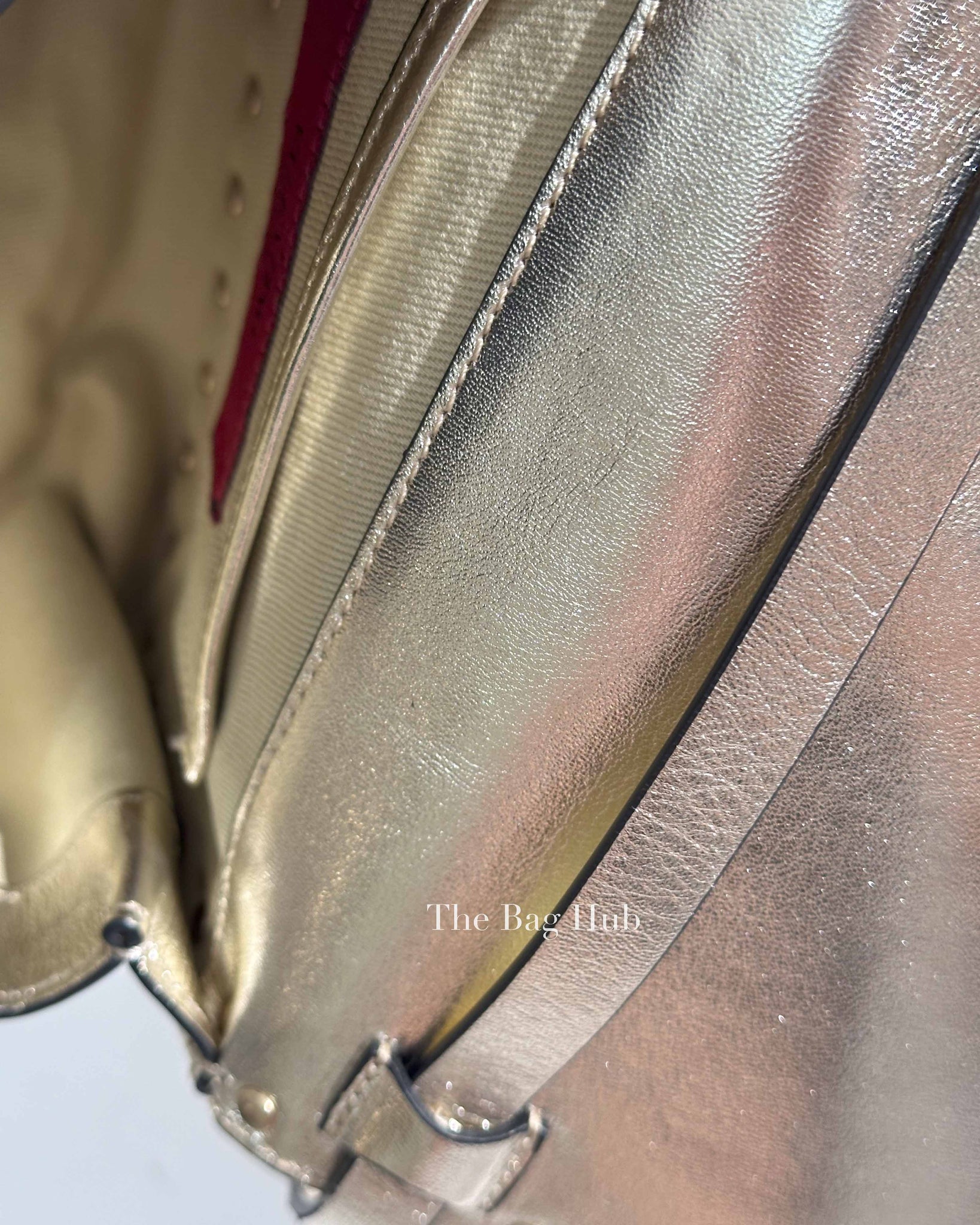 Valentino Platino Metallic Leather Rockstud Flip Lock Small Crossbody Bag
