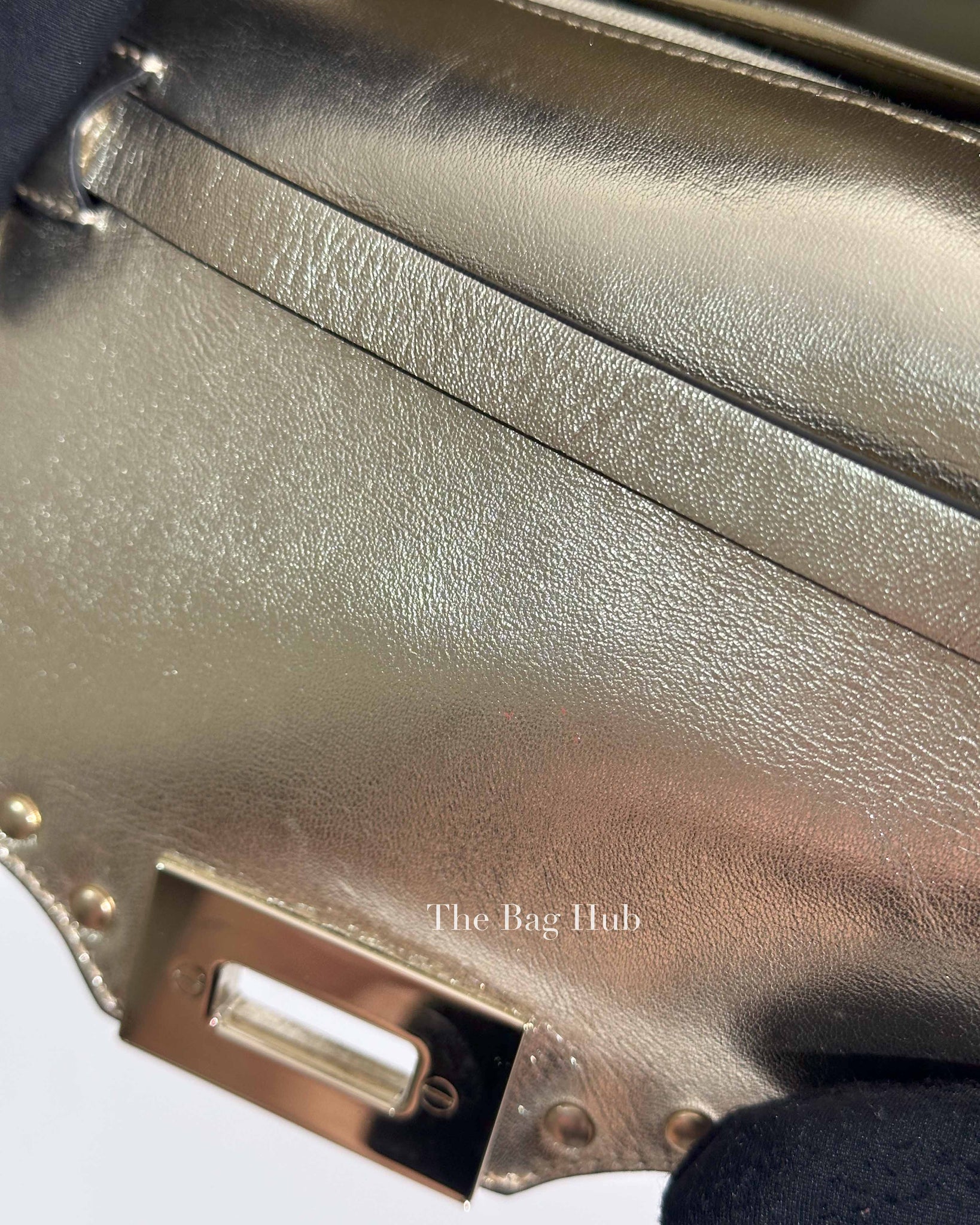Valentino Platino Metallic Leather Rockstud Flip Lock Small Crossbody Bag
