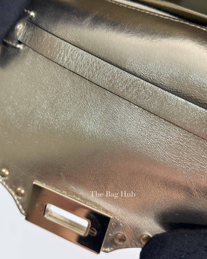 Valentino Platino Metallic Leather Rockstud Flip Lock Small Crossbody Bag