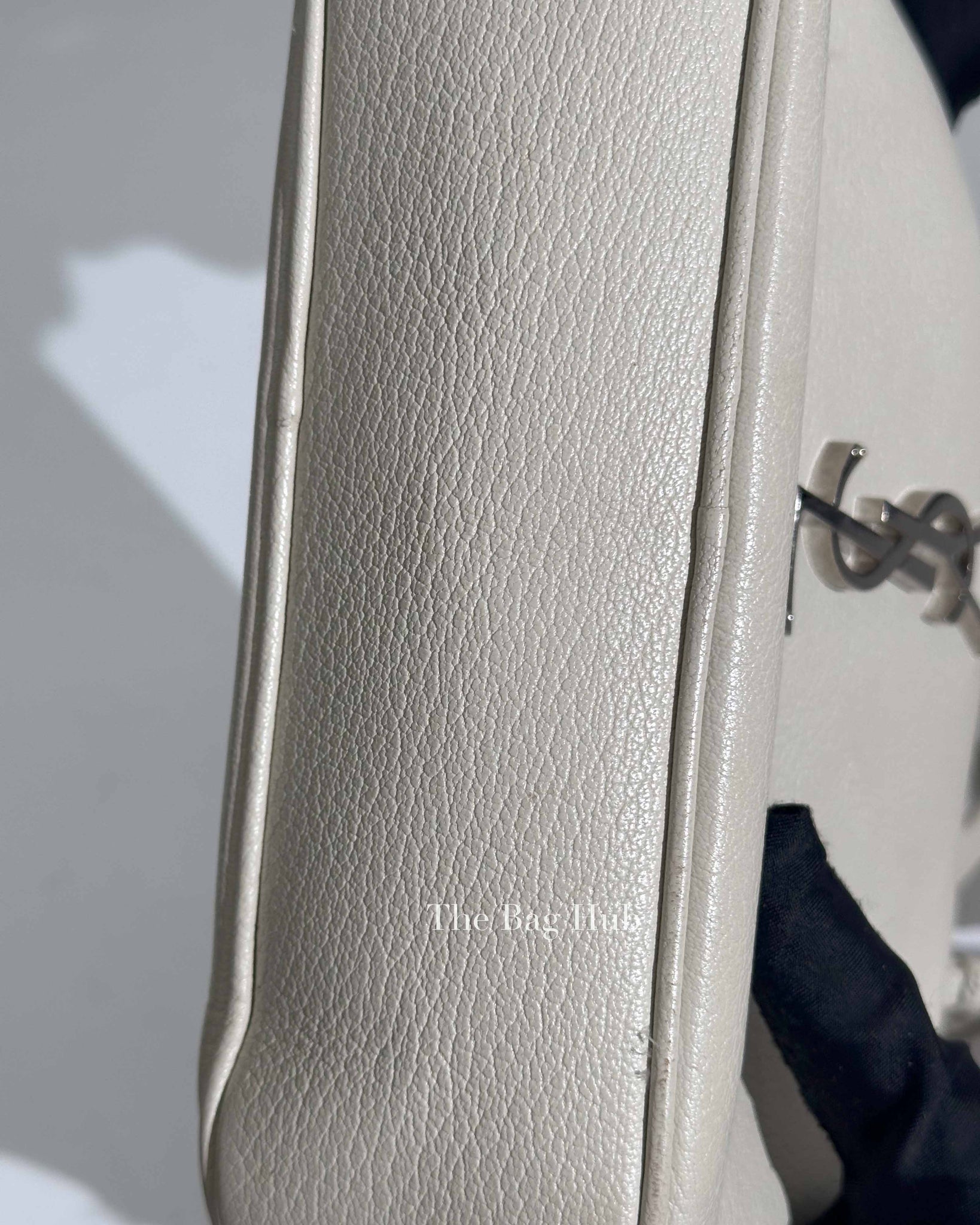 Saint Laurent White Leather Monogram Small Camera Bag