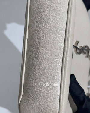 Saint Laurent White Leather Monogram Small Camera Bag