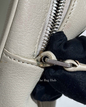 Saint Laurent White Leather Monogram Small Camera Bag