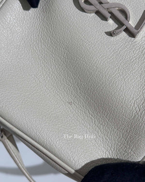 Saint Laurent White Leather Monogram Small Camera Bag