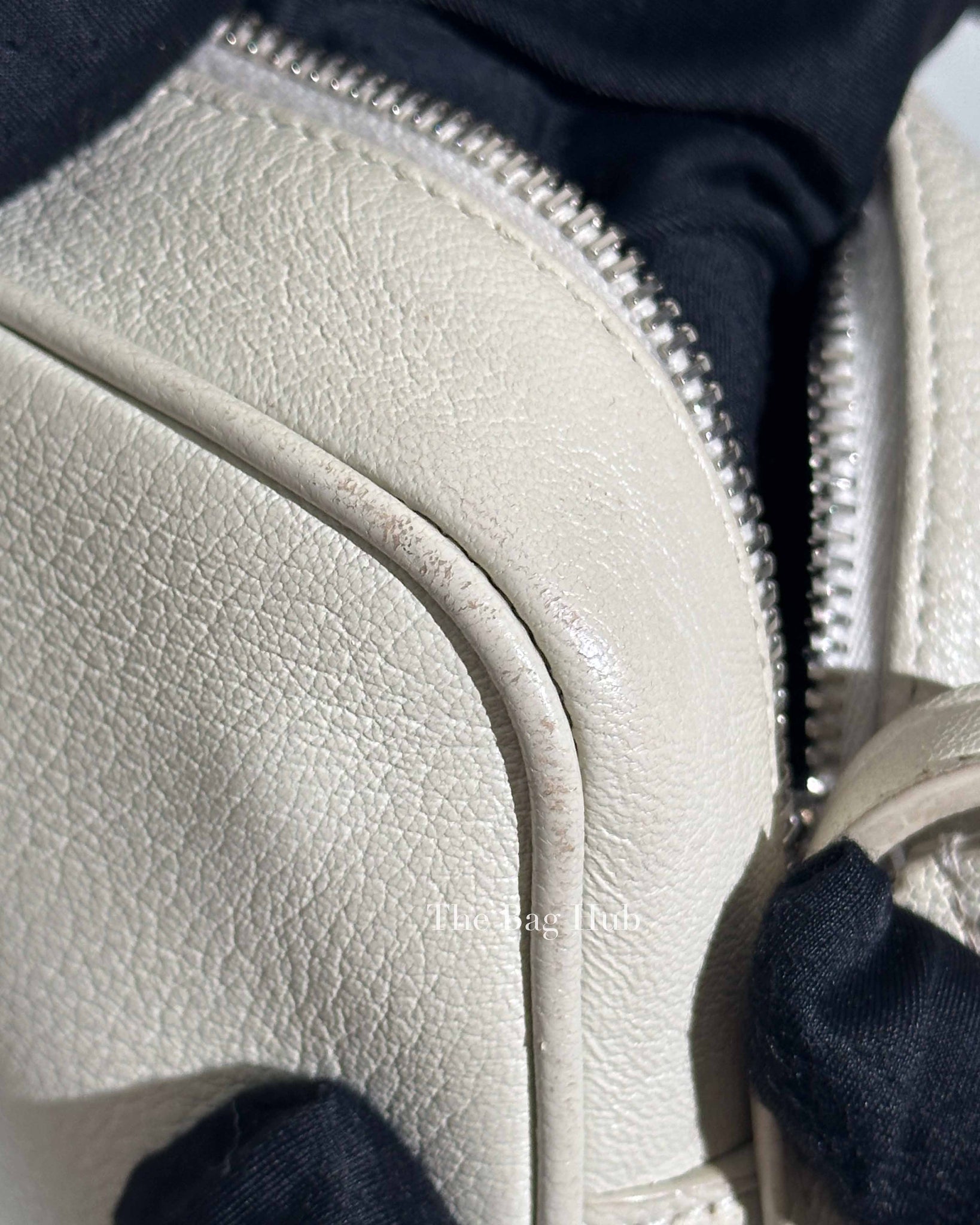 Saint Laurent White Leather Monogram Small Camera Bag