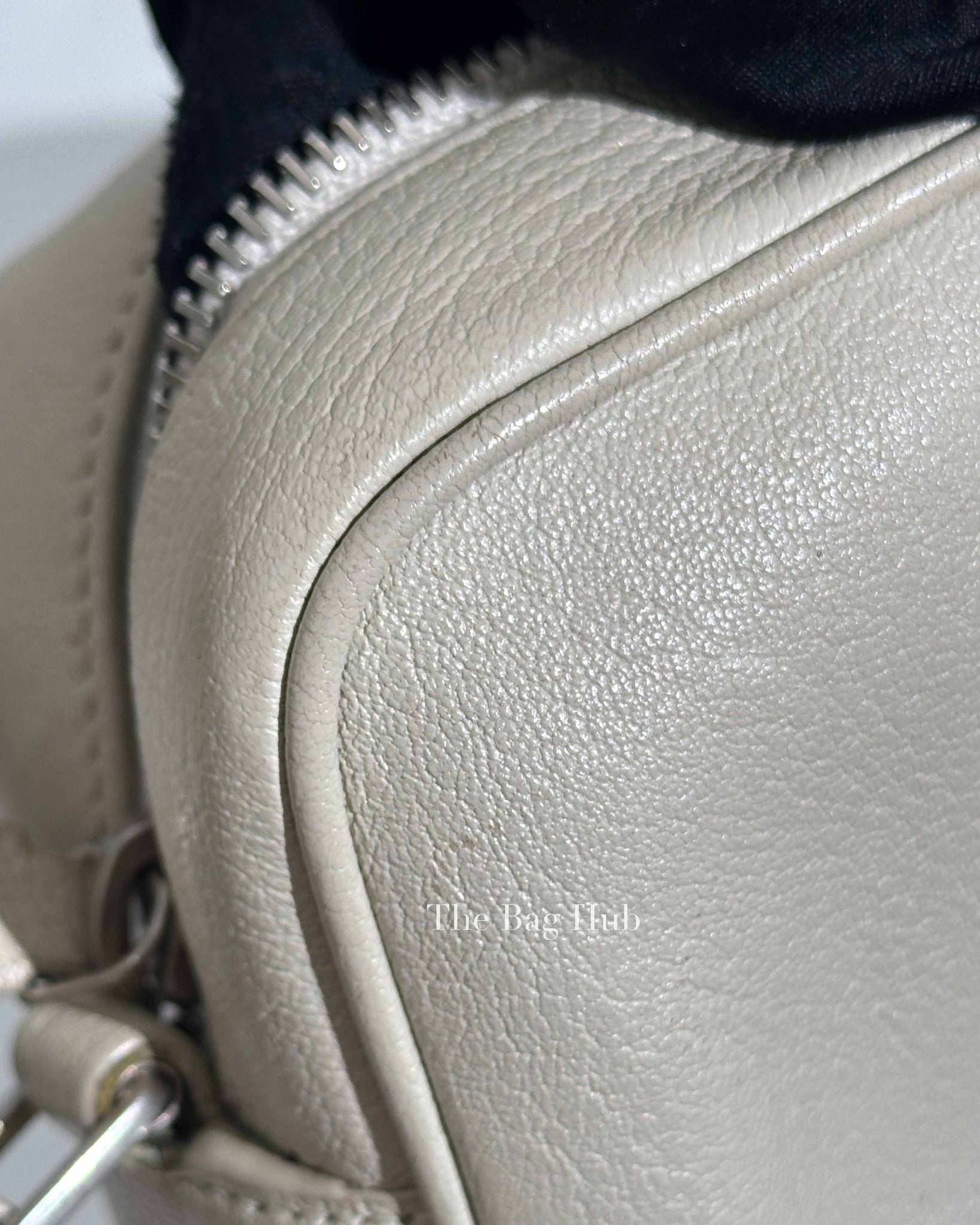 Saint Laurent White Leather Monogram Small Camera Bag
