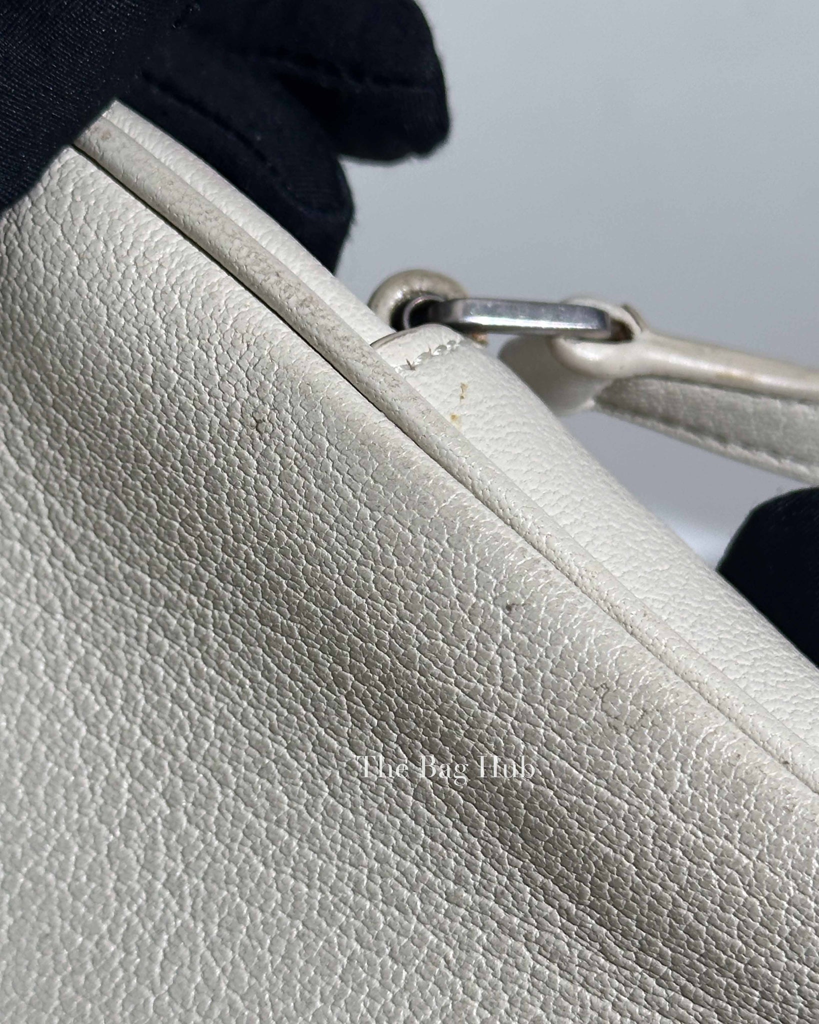 Saint Laurent White Leather Monogram Small Camera Bag