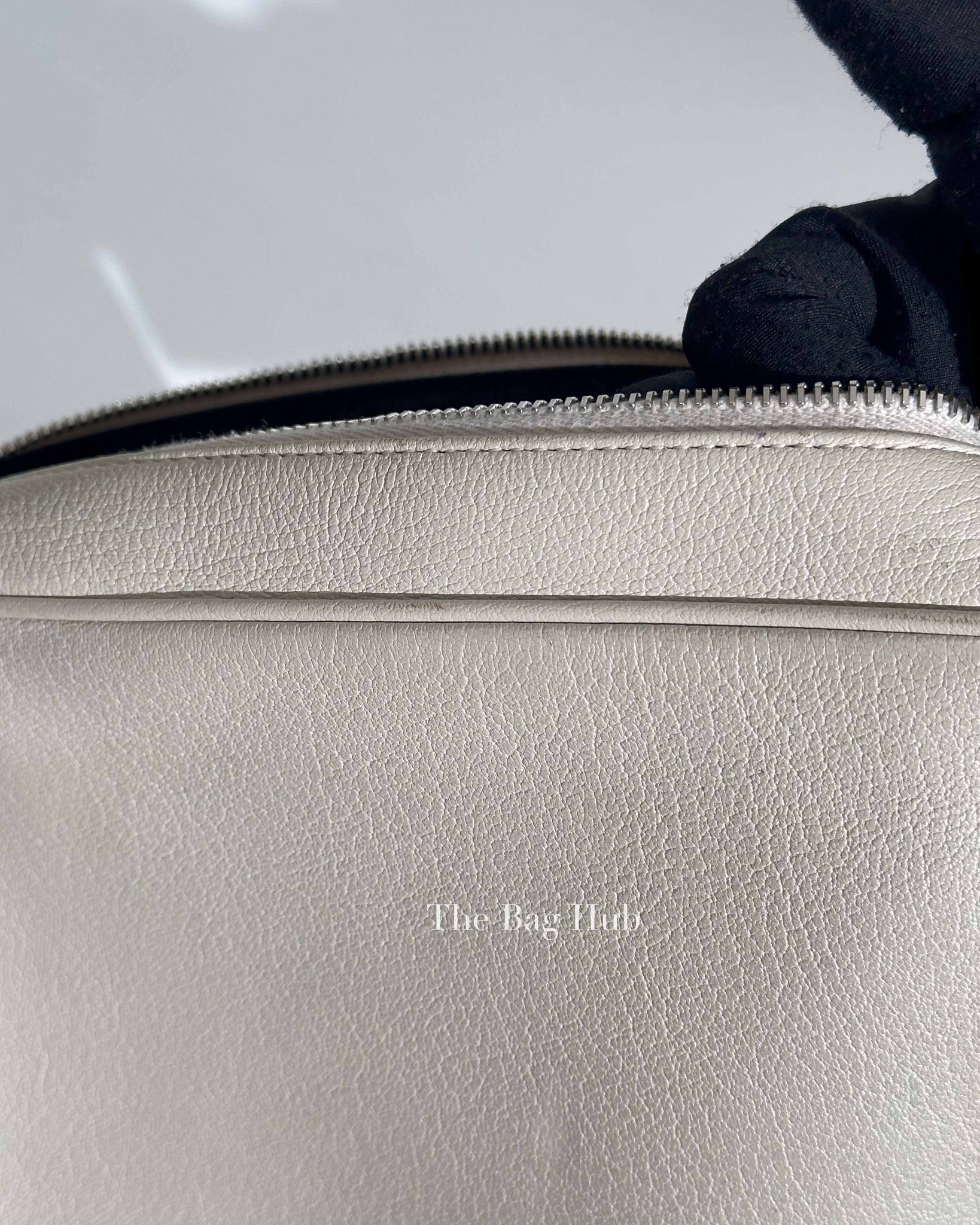 Saint Laurent White Leather Monogram Small Camera Bag