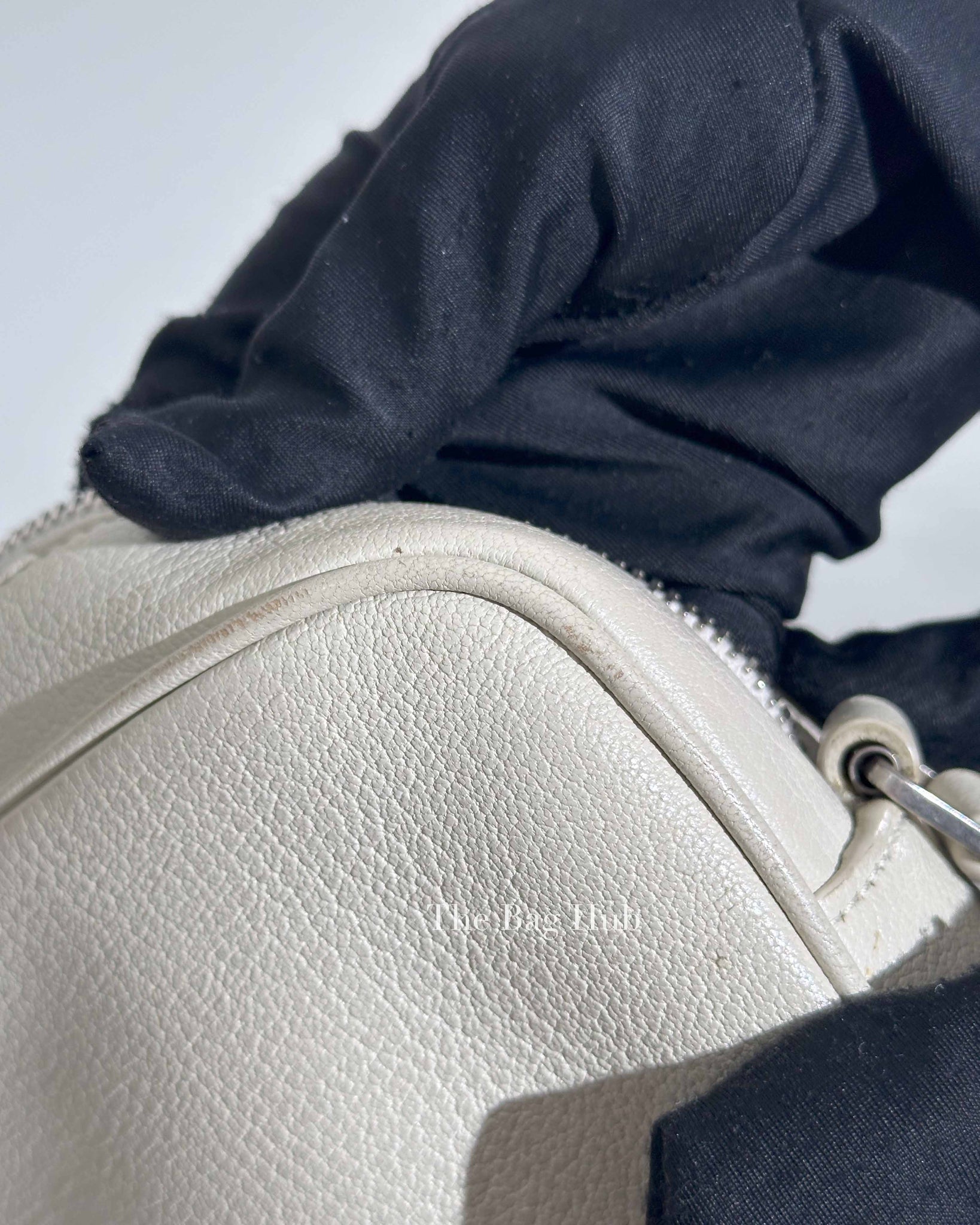 Saint Laurent White Leather Monogram Small Camera Bag
