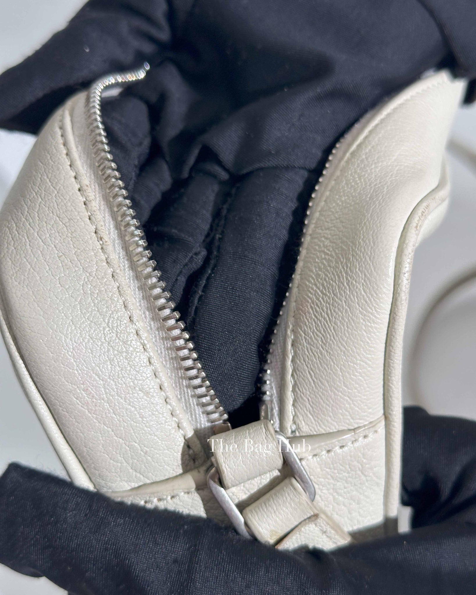 Saint Laurent White Leather Monogram Small Camera Bag