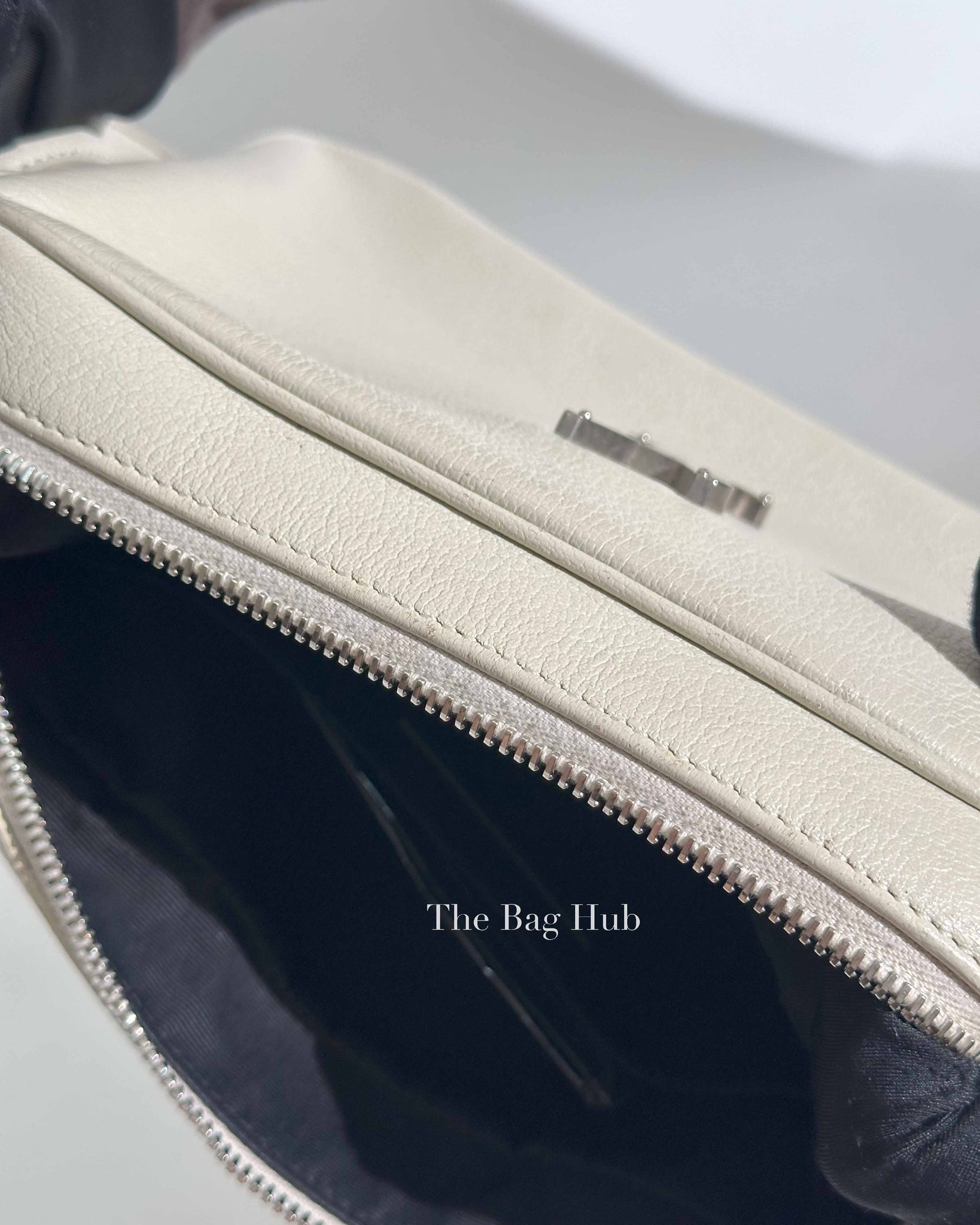 Saint Laurent White Leather Monogram Small Camera Bag