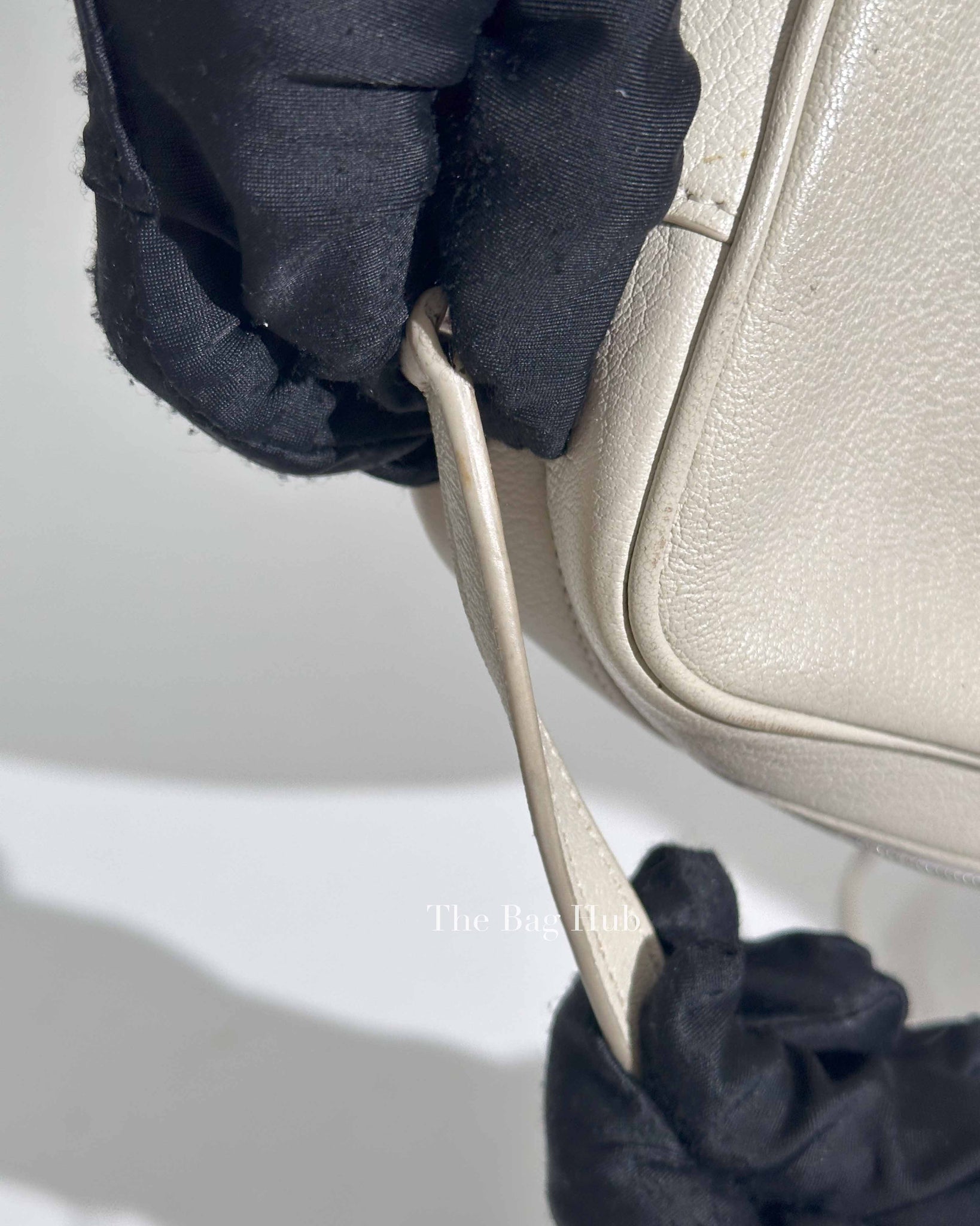 Saint Laurent White Leather Monogram Small Camera Bag