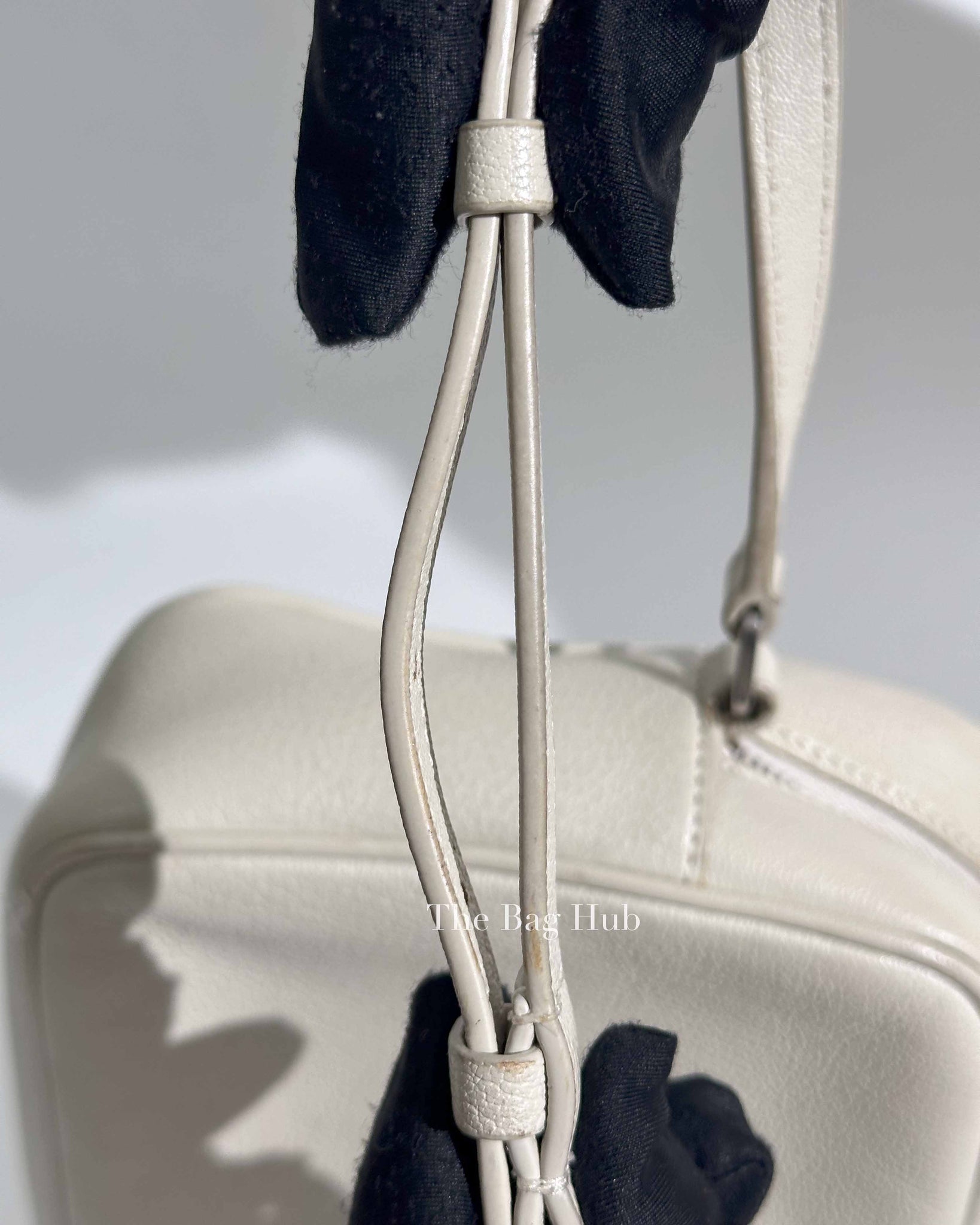 Saint Laurent White Leather Monogram Small Camera Bag