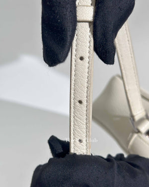 Saint Laurent White Leather Monogram Small Camera Bag