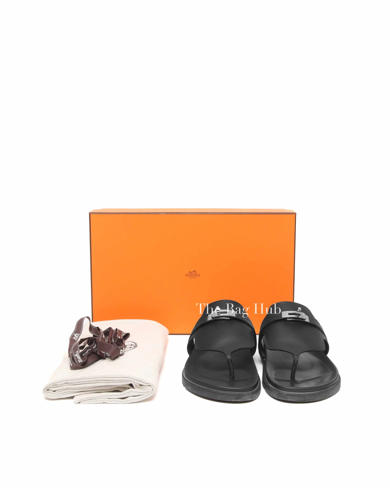 Hermes Black Calfskin Empire Sandals Size 40