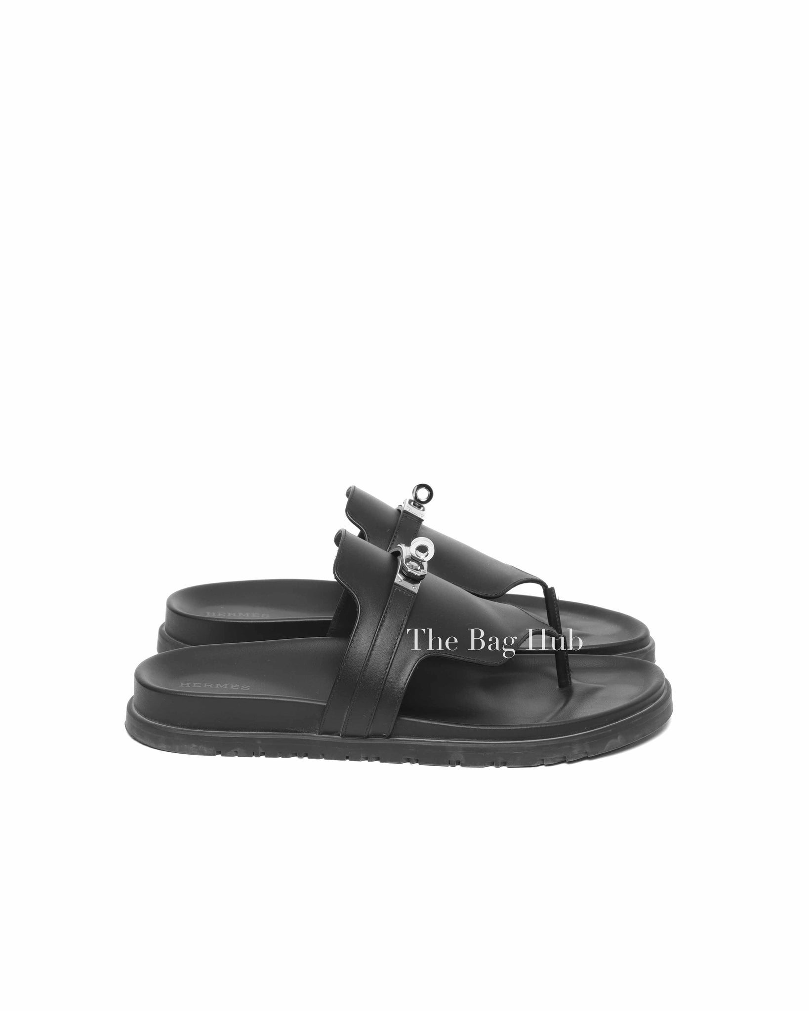 Hermes Black Calfskin Empire Sandals Size 40