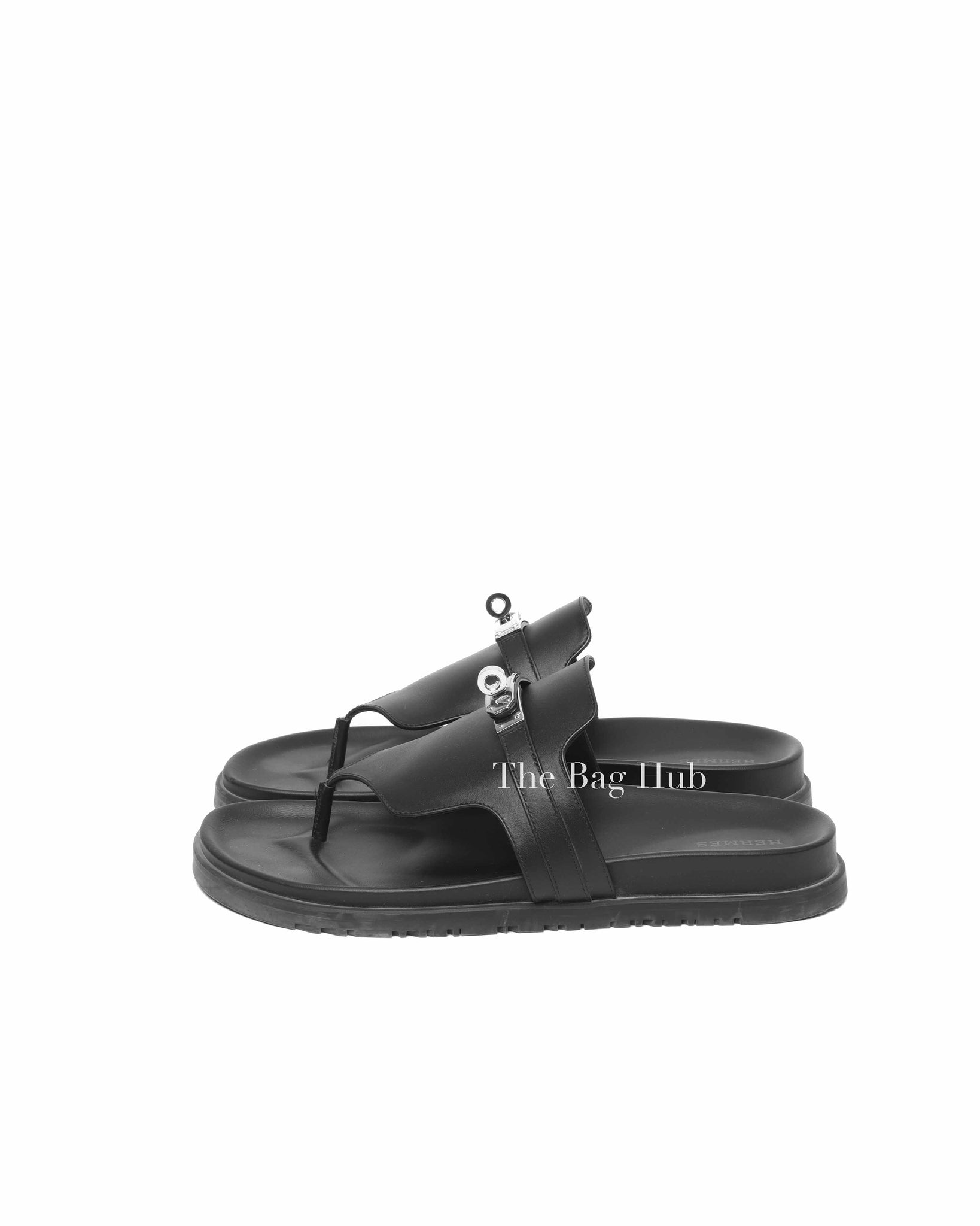 Hermes Black Calfskin Empire Sandals Size 40