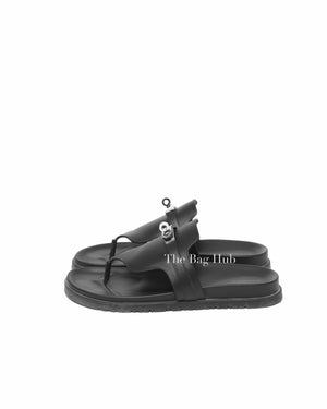 Hermes Black Calfskin Empire Sandals Size 40