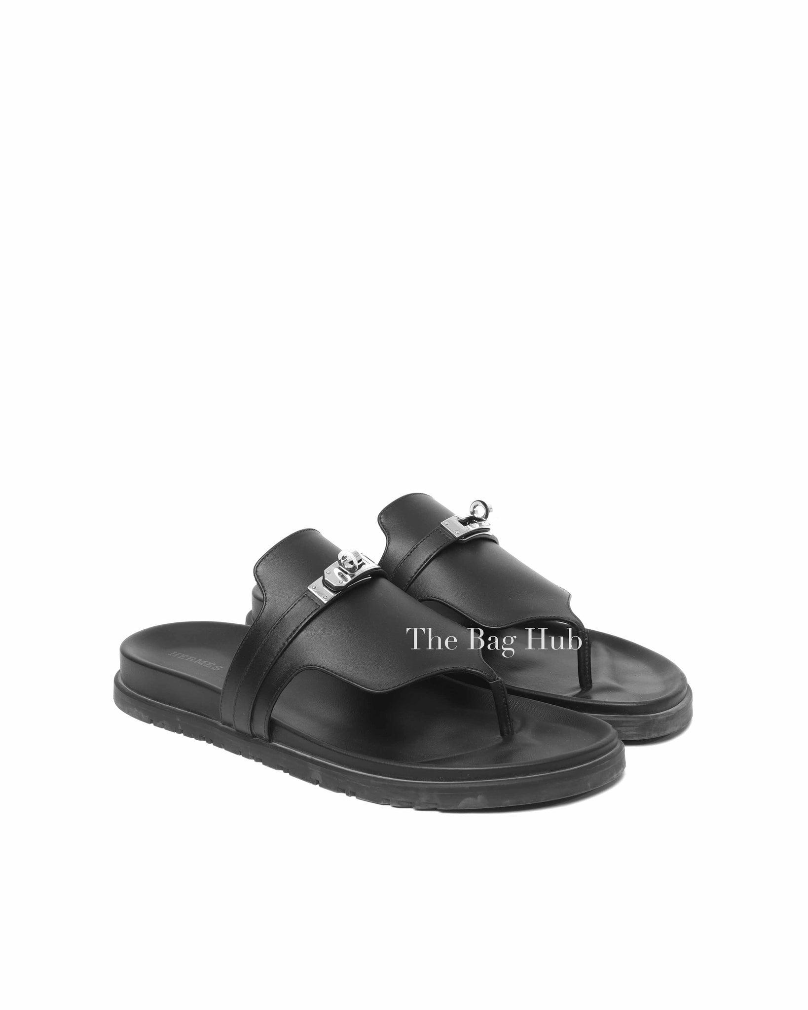 Hermes Black Calfskin Empire Sandals Size 40