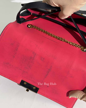 Valentino Black Deep Rose Leather Carmen Shoulder Bag