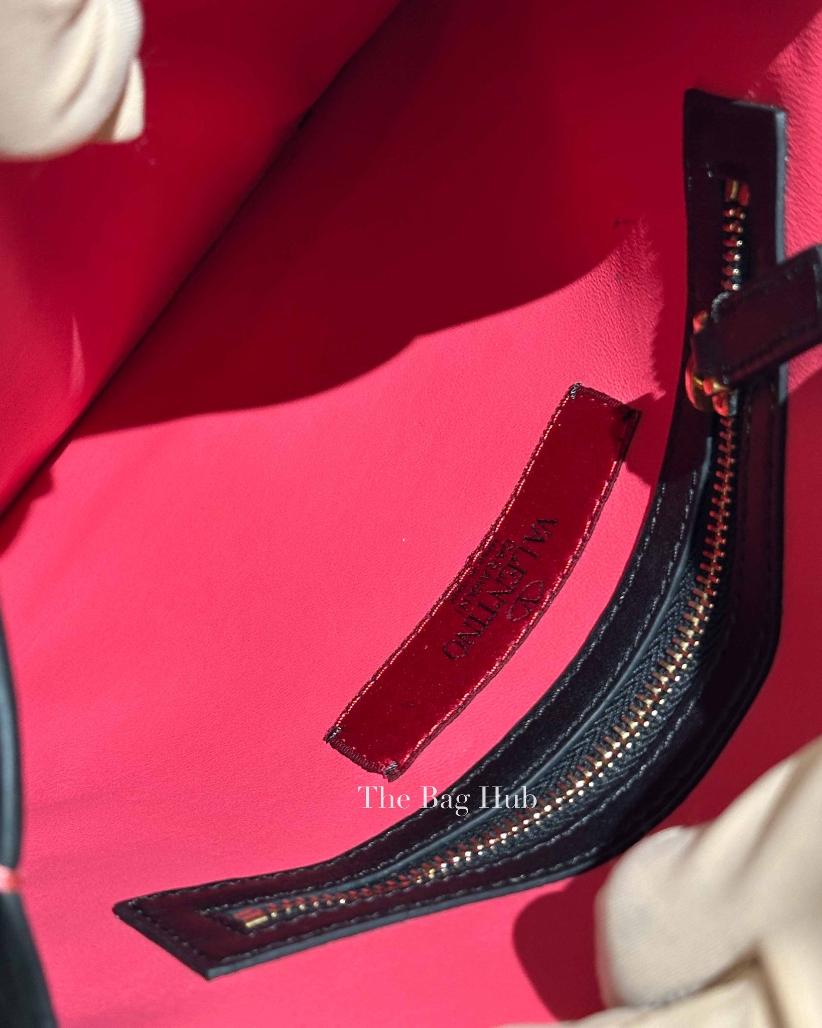 Valentino Black Deep Rose Leather Carmen Shoulder Bag