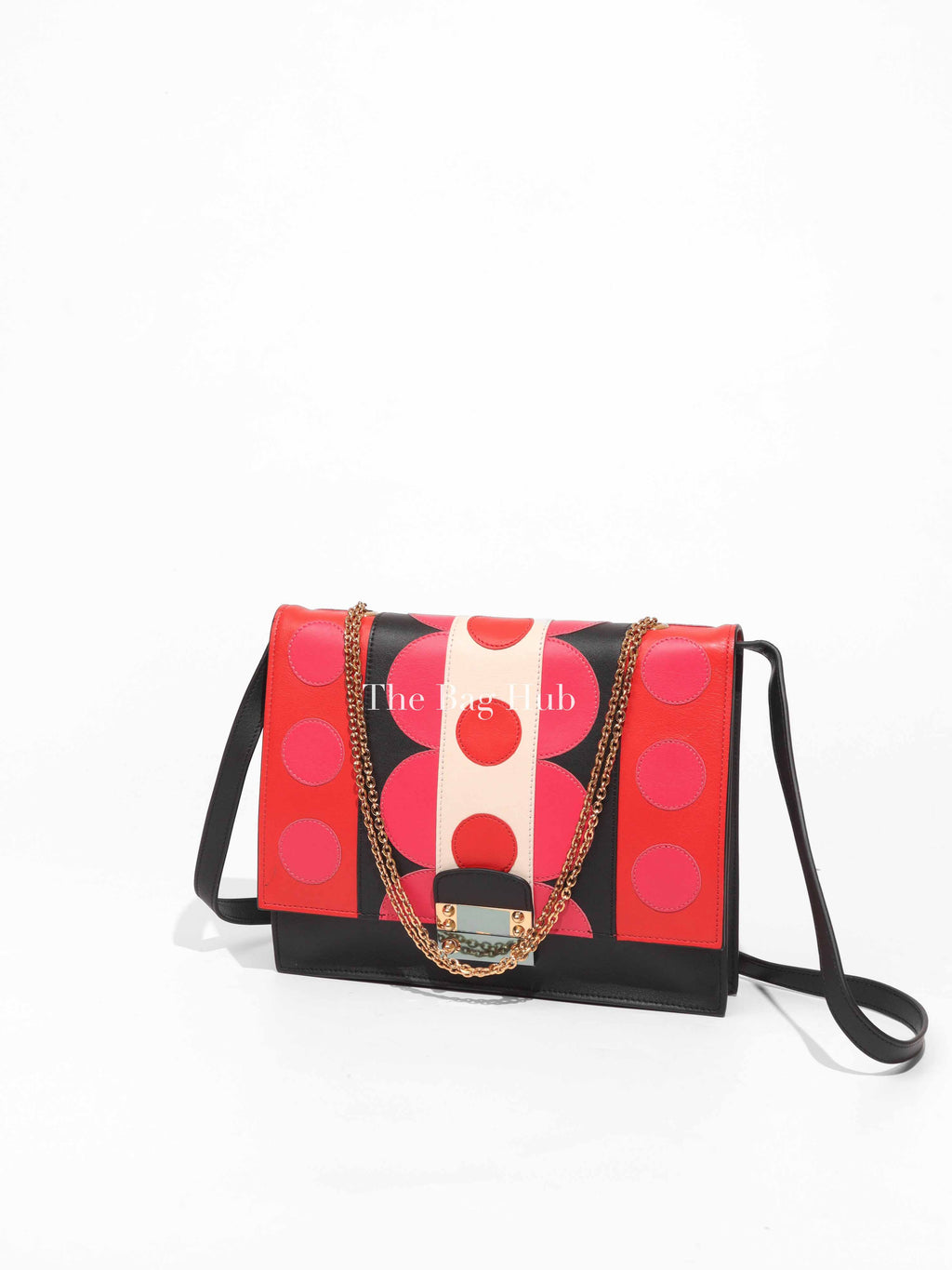 Valentino Black Deep Rose Leather Carmen Shoulder Bag