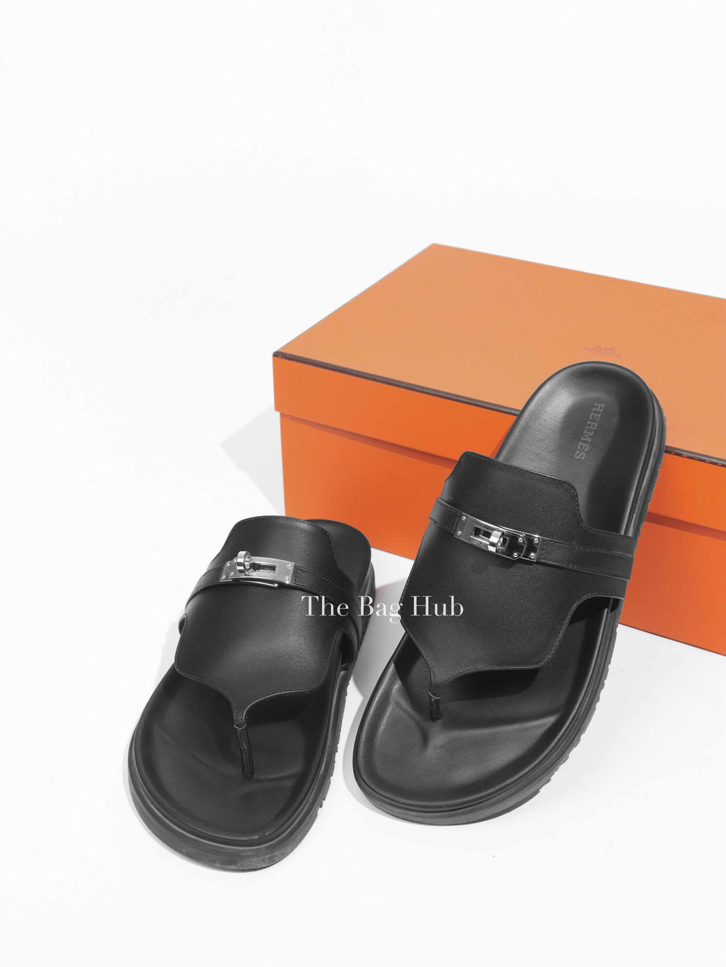 Hermes Black Calfskin Empire Sandals Size 40