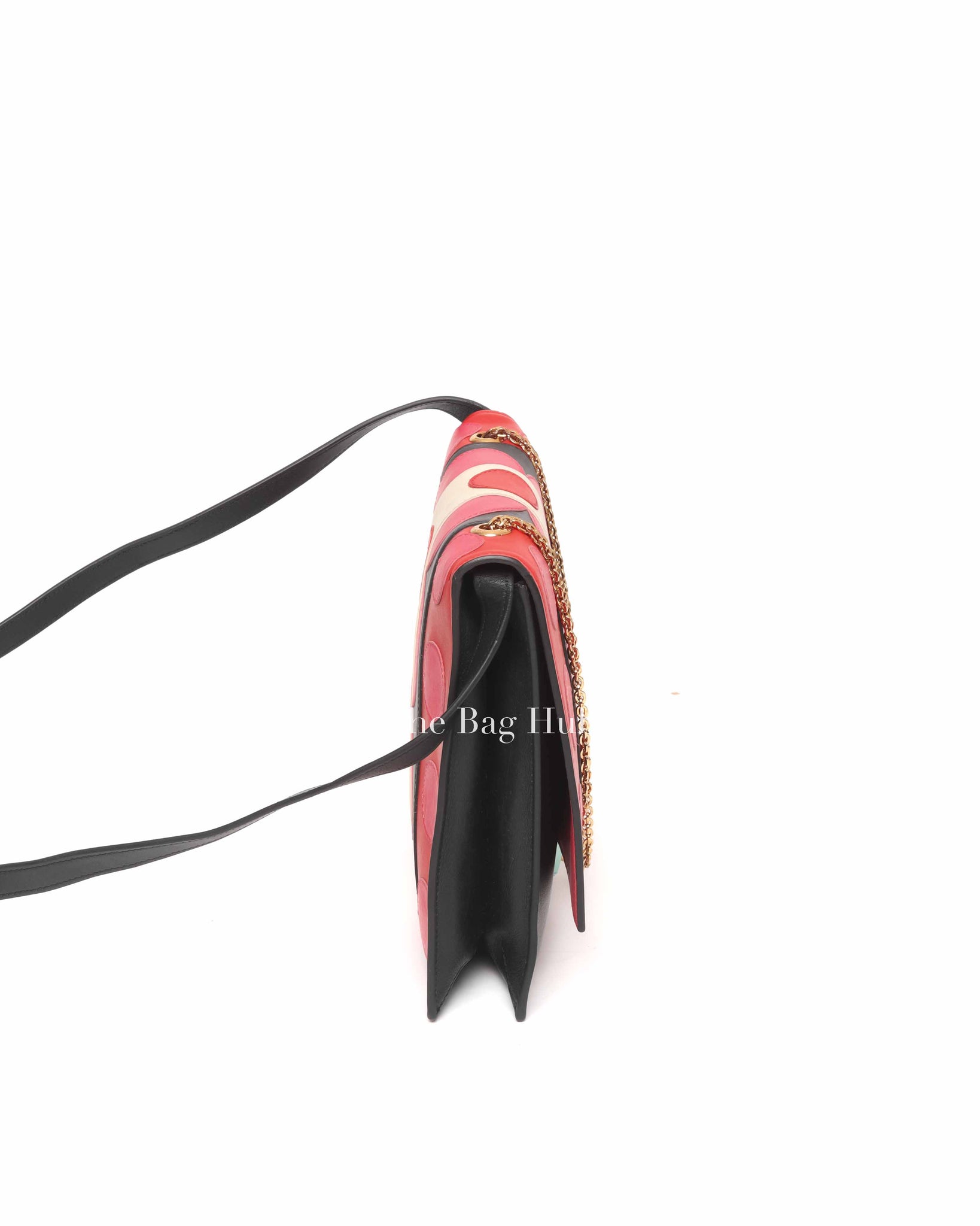 Valentino Black Deep Rose Leather Carmen Shoulder Bag