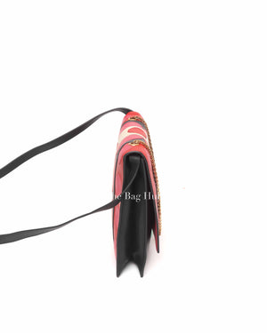 Valentino Black Deep Rose Leather Carmen Shoulder Bag
