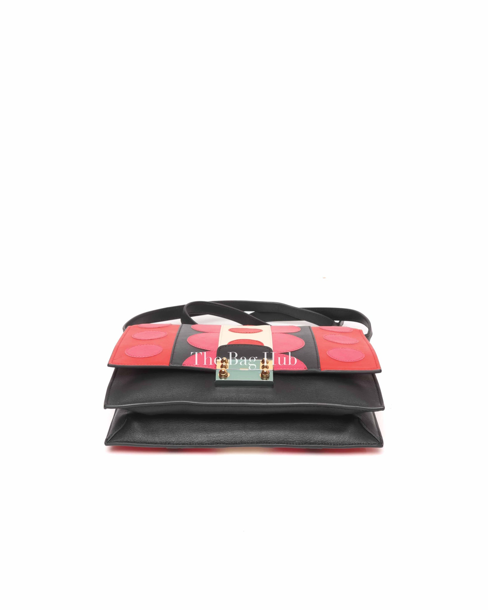 Valentino Black Deep Rose Leather Carmen Shoulder Bag