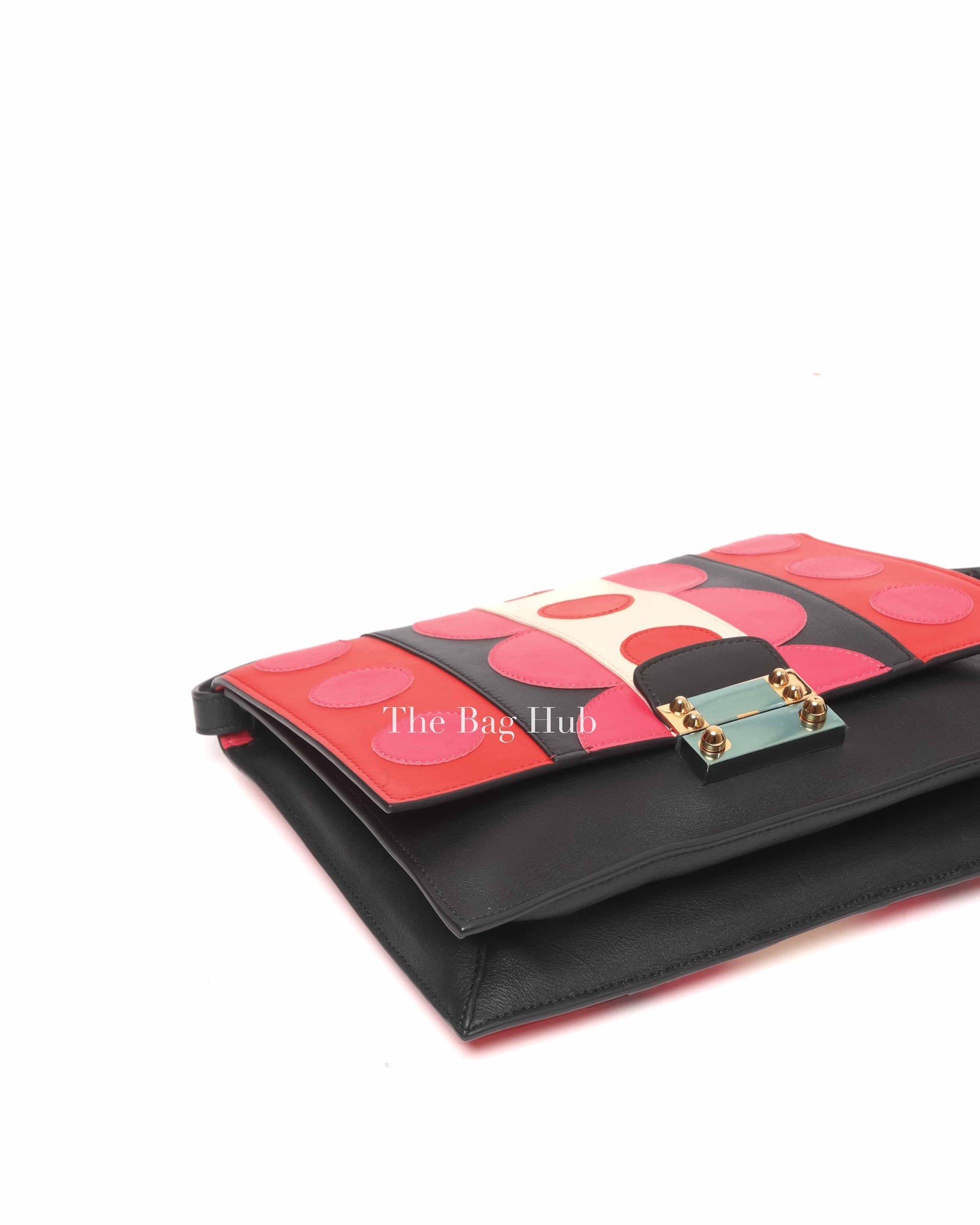 Valentino Black Deep Rose Leather Carmen Shoulder Bag