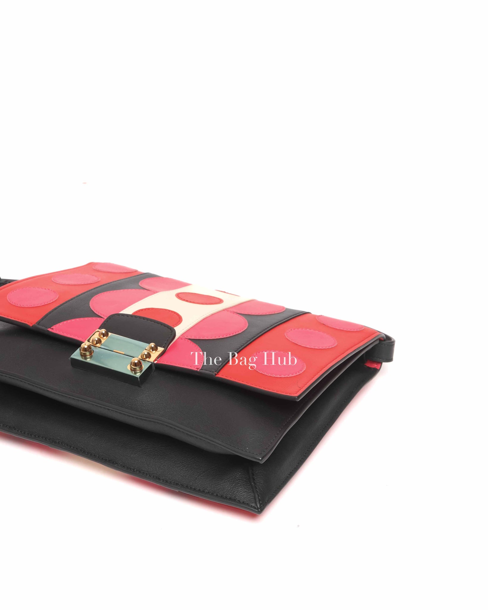 Valentino Black Deep Rose Leather Carmen Shoulder Bag
