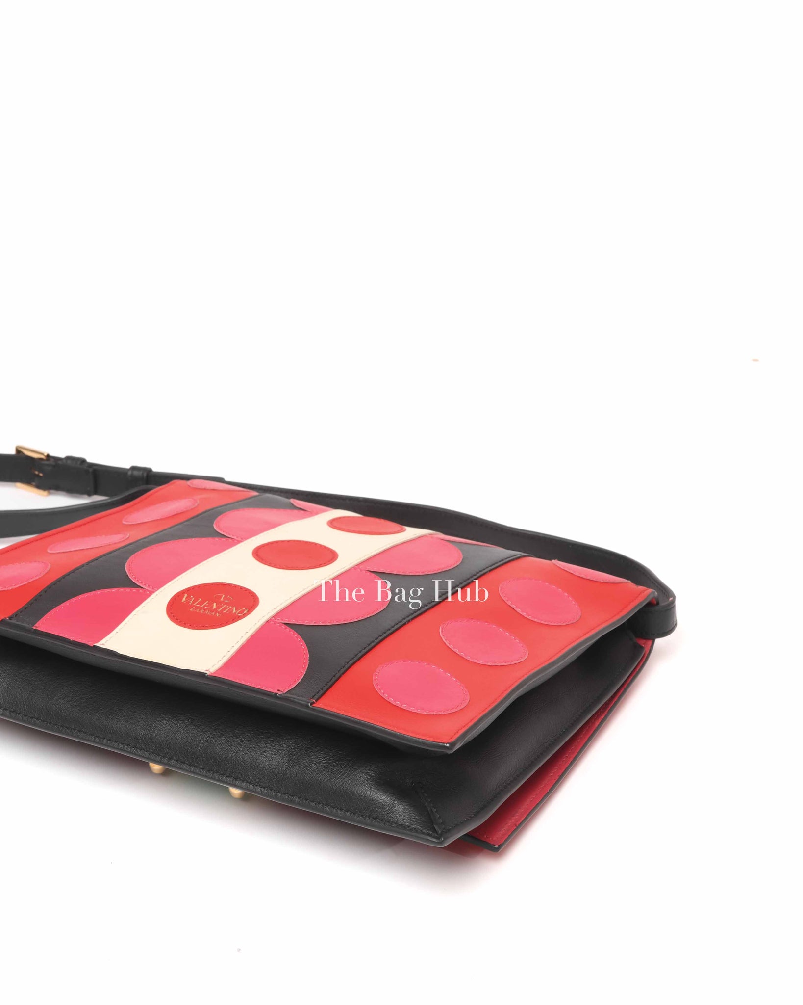 Valentino Black Deep Rose Leather Carmen Shoulder Bag