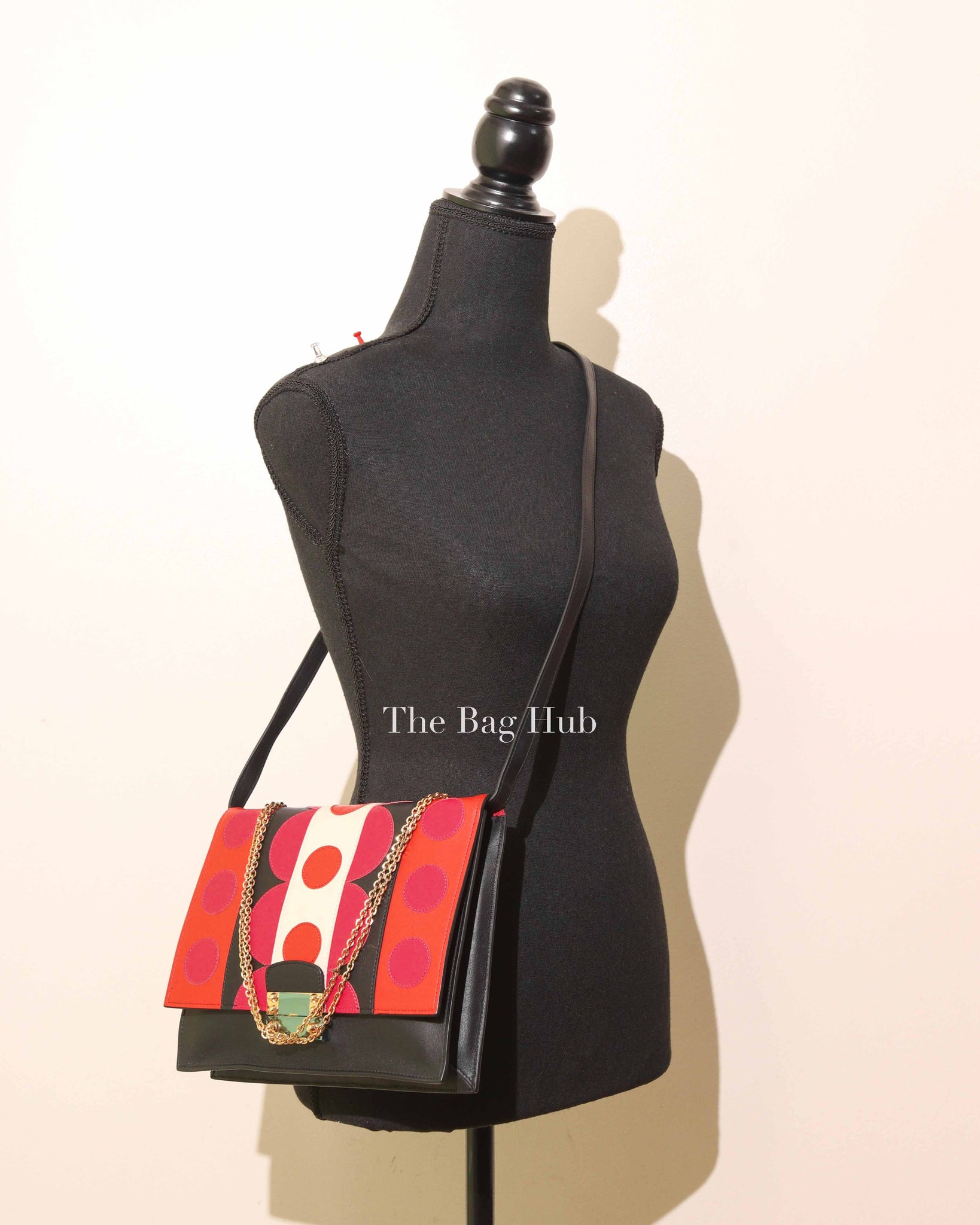 Valentino Black Deep Rose Leather Carmen Shoulder Bag