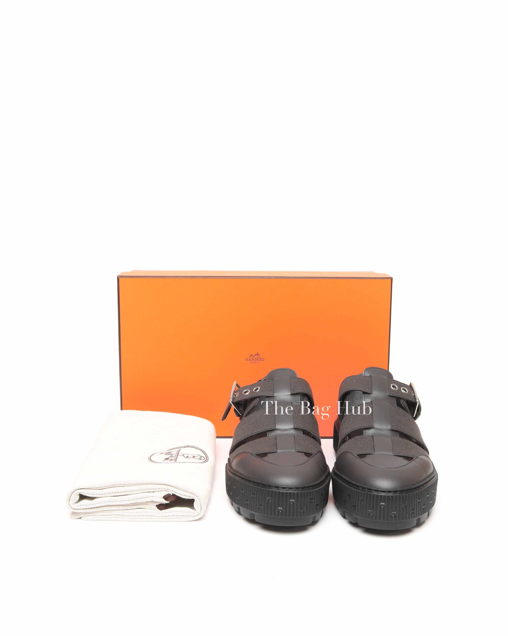 Hermes Réglisse Cotton Twill/Calfskin Item Sandals Size 40