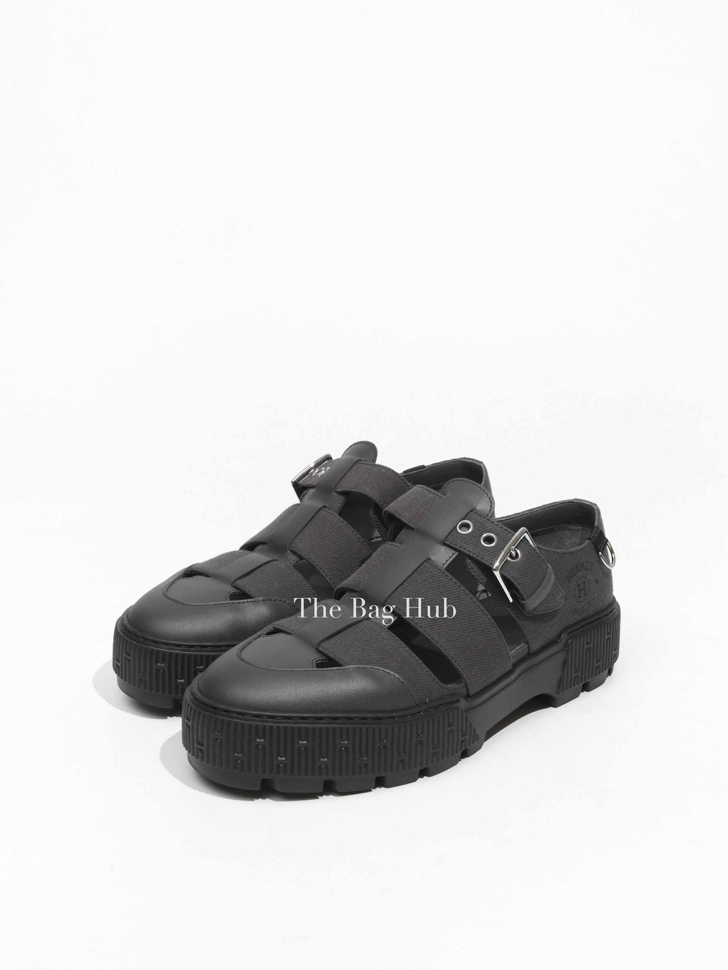 Hermes Réglisse Cotton Twill/Calfskin Item Sandals Size 40
