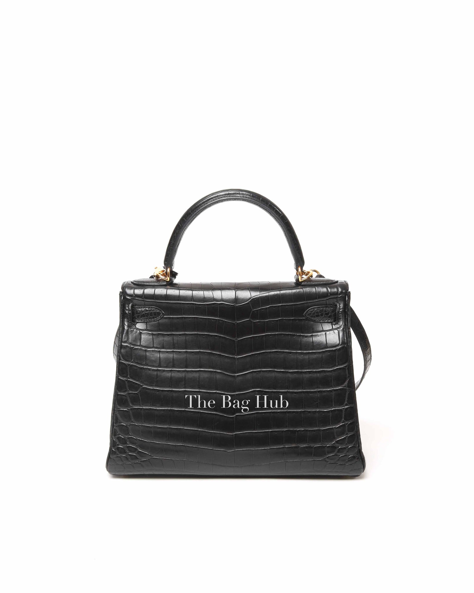 Hermes Noir Matte Niloticus Crocodile Kelly 28 Handbag GHW