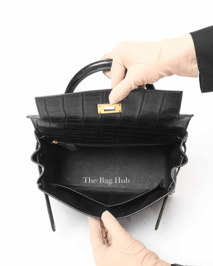 Hermes Noir Matte Niloticus Crocodile Kelly 28 Handbag GHW