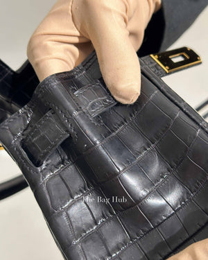 Hermes Noir Matte Niloticus Crocodile Kelly 28 Handbag GHW