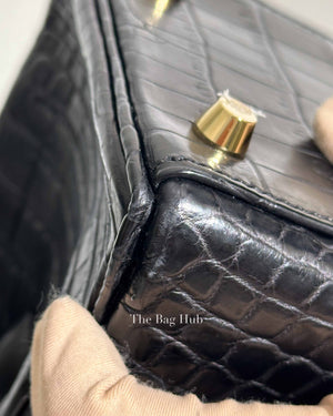 Hermes Noir Matte Niloticus Crocodile Kelly 28 Handbag GHW