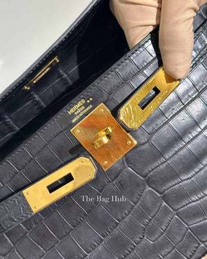 Hermes Noir Matte Niloticus Crocodile Kelly 28 Handbag GHW