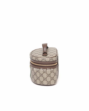Gucci Beige Ebony Leather Canvas Monogram GG Supreme New Acero Web Ophidia Vanity Cosmetic Case